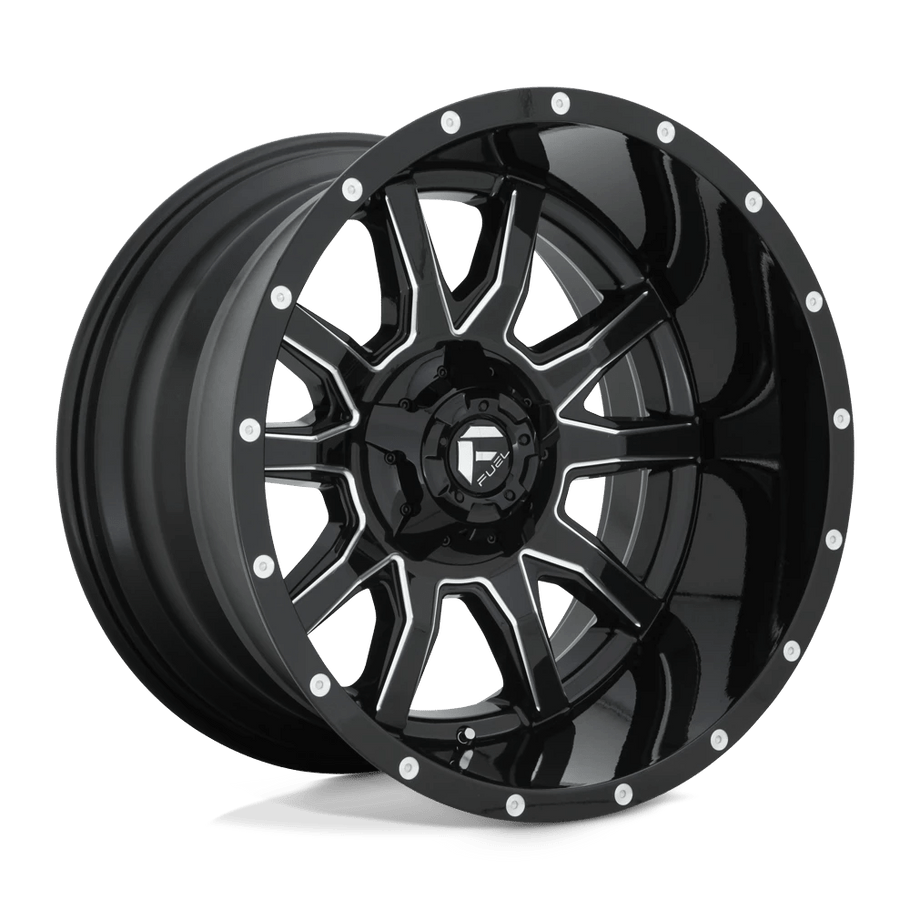 Fuel D627 VANDAL 20x12 ET-43 5x114.3/127 78.10mm GLOSS BLACK MILLED (Load Rated 1134kg)