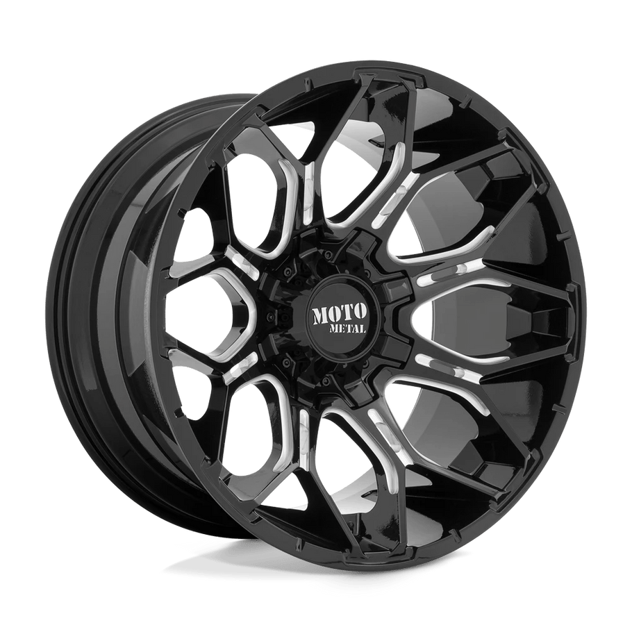 Moto Metal MO808 SNIPER 20x10 ET-18 5x140/150 110.10mm GLOSS BLACK MILLED (Load Rated 1134kg)