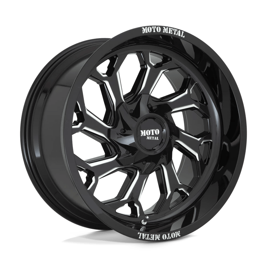 Moto Metal MO999 20x10 ET-18 8x165 125.10mm GLOSS BLACK MILLED (Load Rated 1651kg)