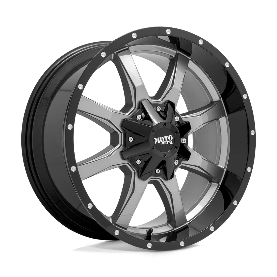 Moto Metal MO970 20x10 ET-18 5x127/140 78.10mm GLOSS GRAY CENTER W/ GLOSS BLACK LIP (Load Rated 1134kg)