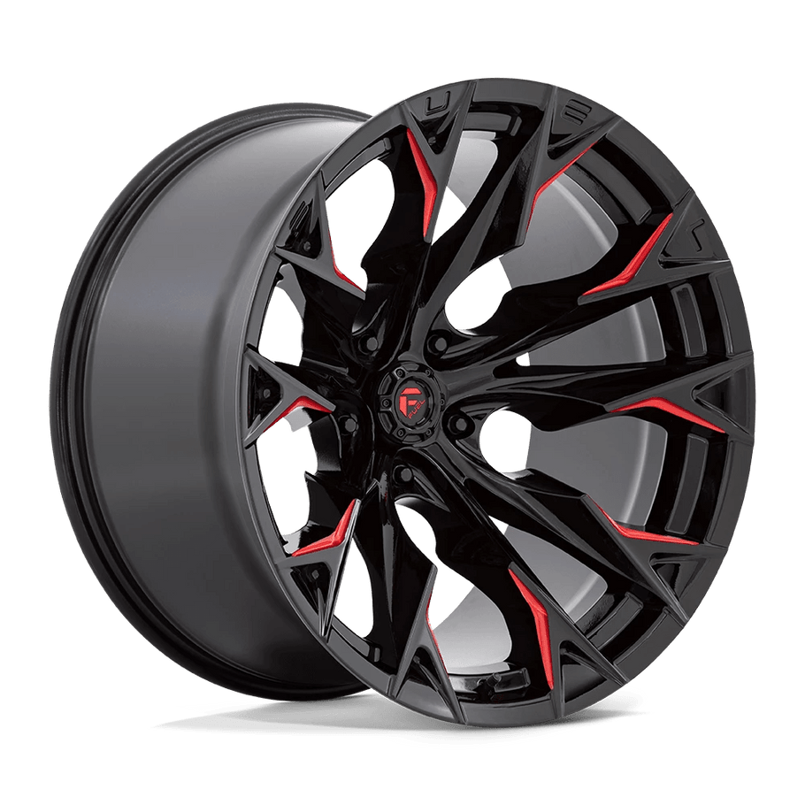 Fuel D823 FLAME 22x12 ET-44 5x127 71.50mm GLOSS BLACK MILLED W/ CANDY RED (Load Rated 1134kg)