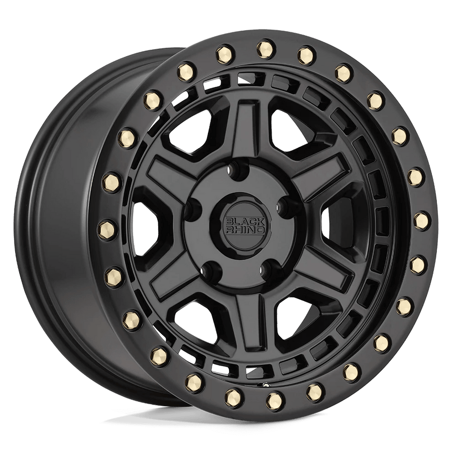 Black Rhino RENO 18x9.5 ET12 6x139.7 112.10mm MATTE BLACK W/ BRASS BOLTS (Load Rated 1111kg)