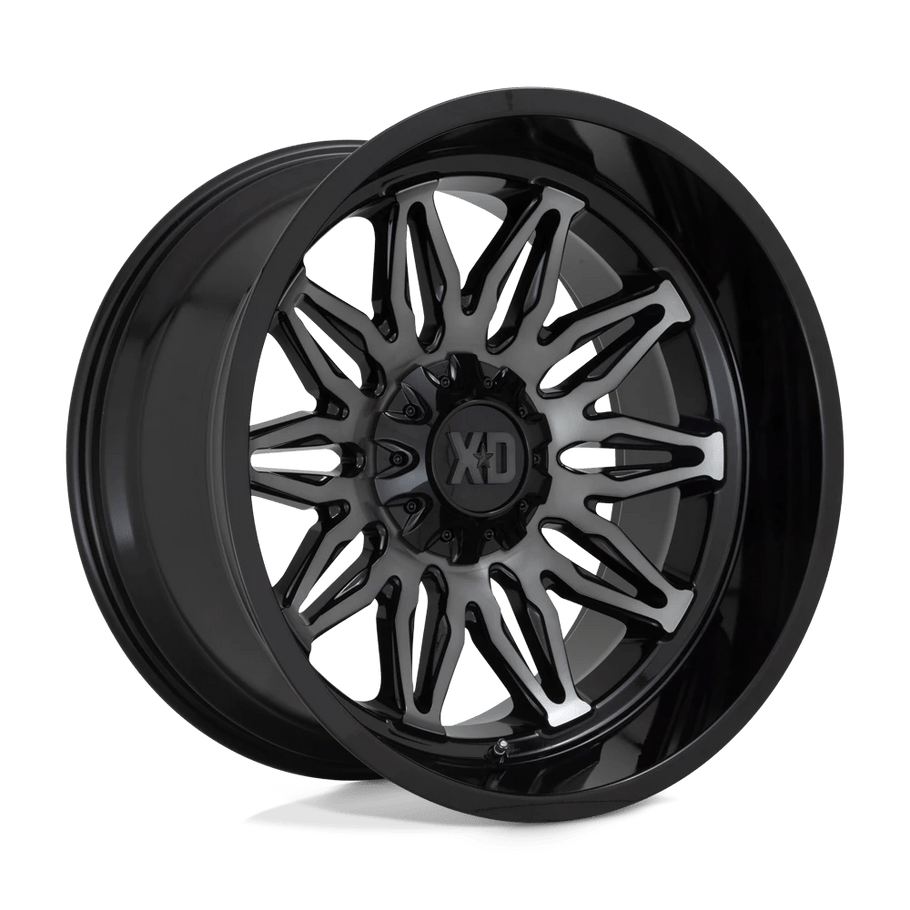 XD XD859 GUNNER 22x12 ET-44 5x127/139.7 78.10mm GLOSS BLACK MACHINED W/ GRAY TINT (Load Rated 1134kg)