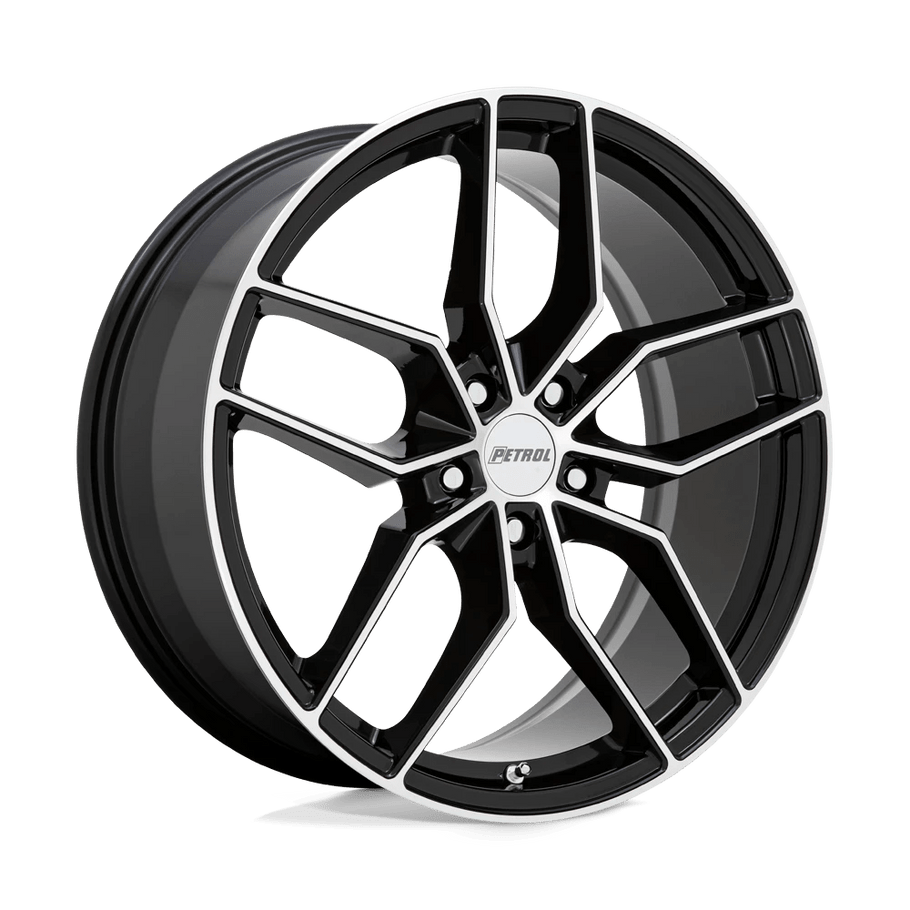 Petrol P5C 18x8 ET40 5x115 76.10mm GLOSS BLACK W/ MACHINED FACE (Load Rated 771kg)