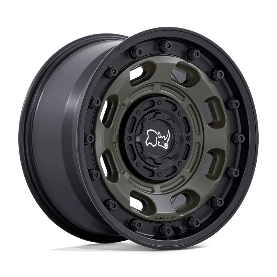 Black Rhino ATLAS 17x8.5 ET-10 CUSTOM 72.56mm OLIVE DRAB GREEN W/ BLACK LIP (Load Rated 1134kg)