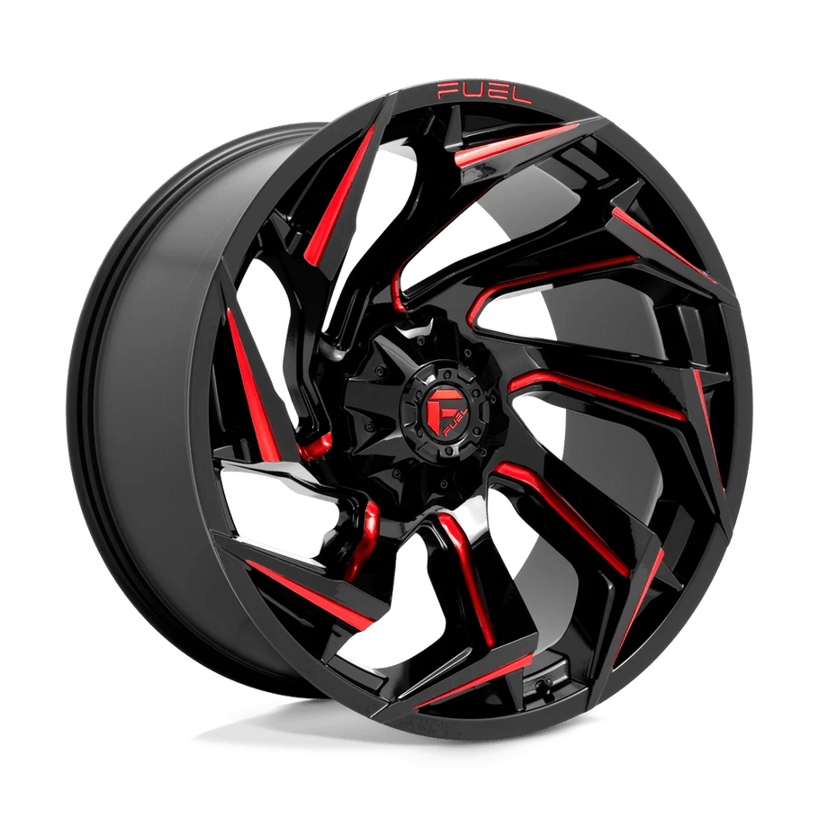 Fuel D755 REACTION 24x12 ET-44 8x170 125.10mm GLOSS BLACK MILLED W/ RED TINT (Load Rated 1678kg)