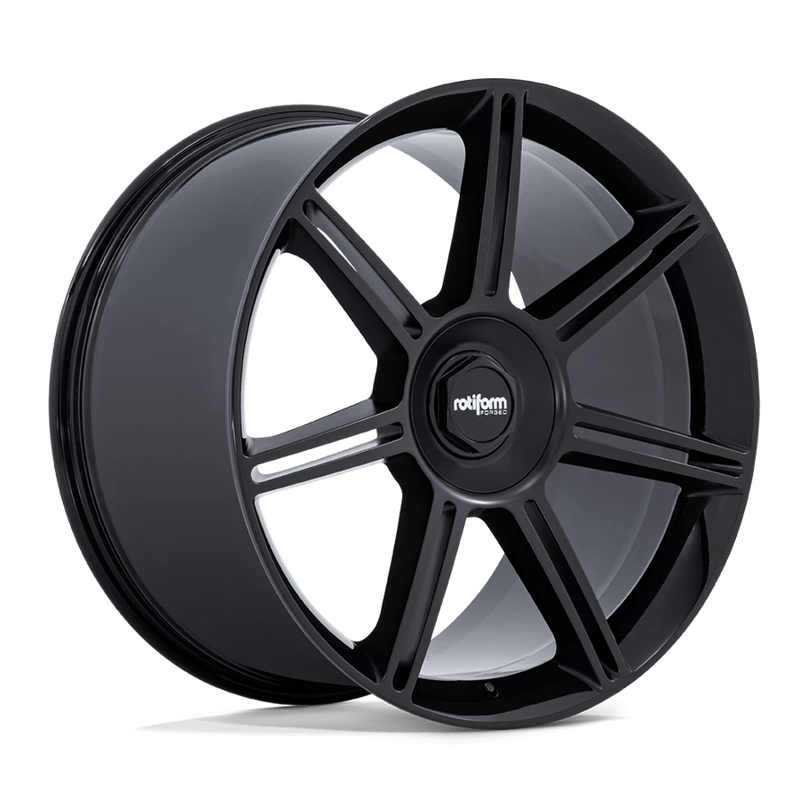 Rotiform FRA 22x12 ET60 5x130 71.50mm GLOSS BLACK W/ M-BLACK SPOKES (Load Rated 907kg)