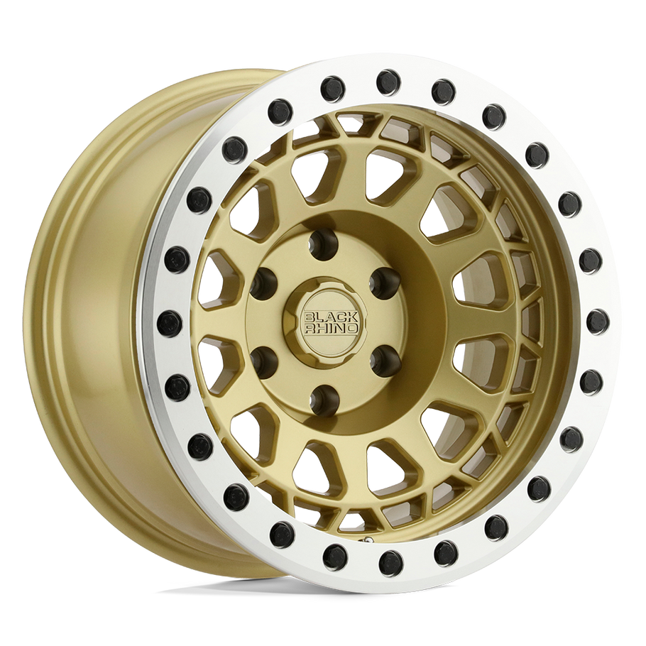 Black Rhino PRIMM BEADLOCK 17x8.5 ET0 6x139.7 112.10mm MATTE GOLD W/ MACHINED RING (Load Rated 1651kg)