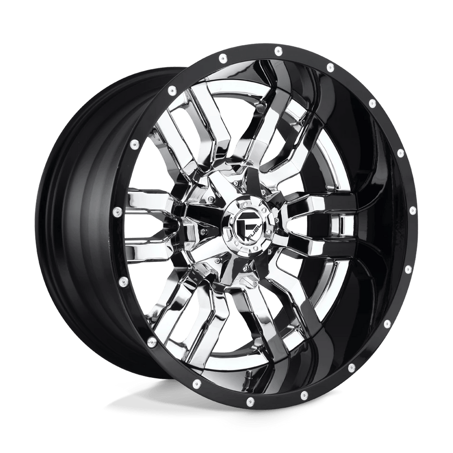 Fuel D270 SLEDGE 22x10 ET-13 6x135/139.7 106.10mm CHROME PLATED GLOSS BLACK LIP (Load Rated 1134kg)