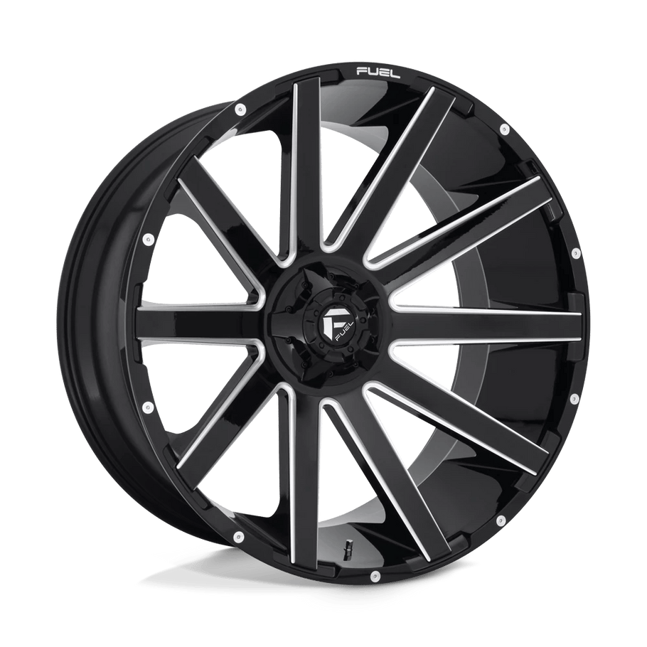 Fuel D615 CONTRA 26x12 ET-44 6x135/139.7 106.10mm GLOSS BLACK MILLED (Load Rated 1134kg)