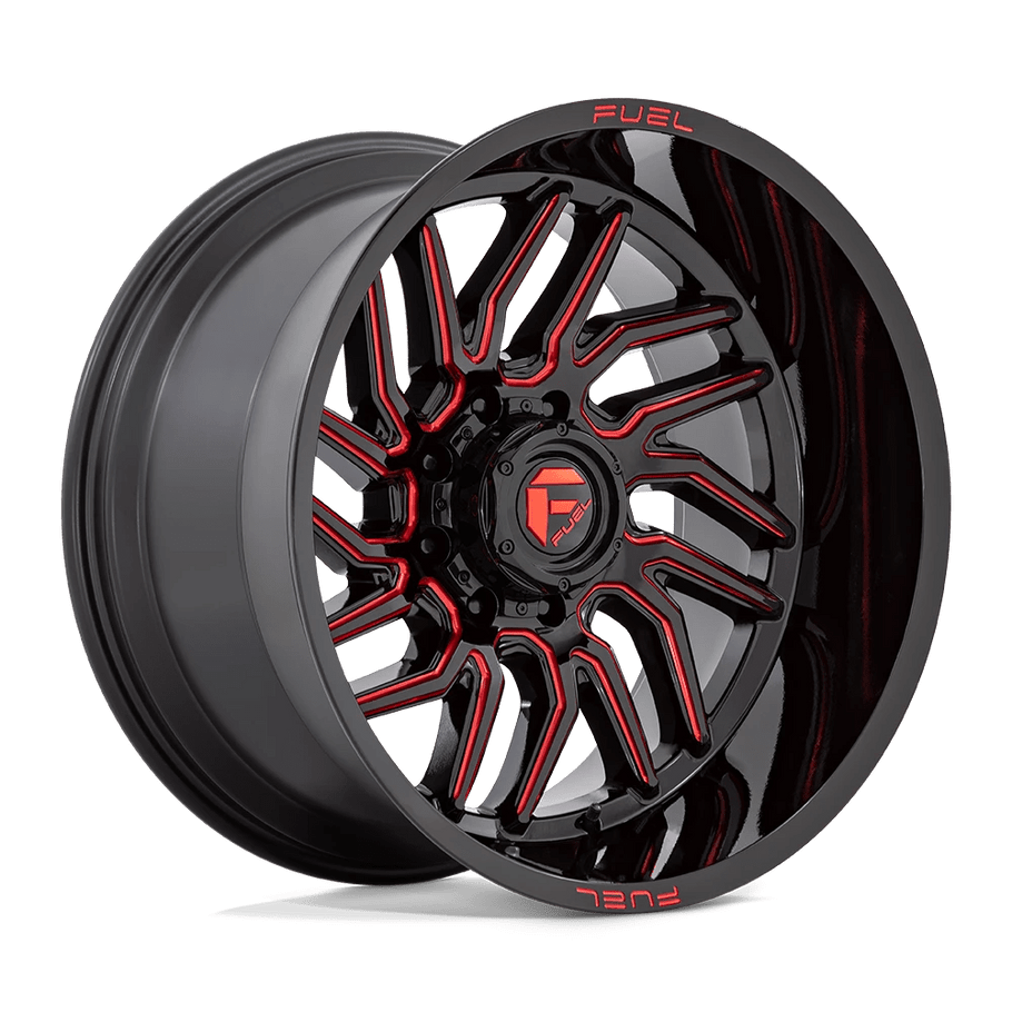 Fuel D808 HURRICANE 20x10 ET-18 5x139.7 78.10mm GLOSS BLACK MILLED RED TINT (Load Rated 1134kg)