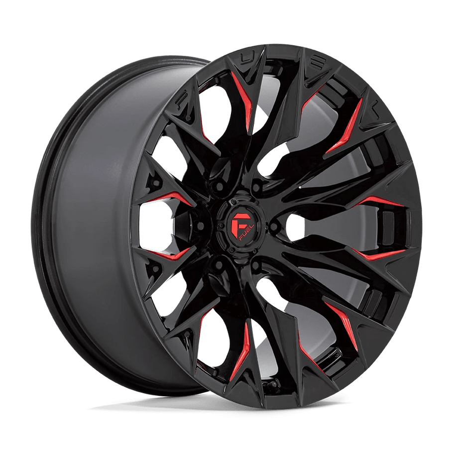 Fuel D823 FLAME 20x9 ET1 8x165 125.10mm GLOSS BLACK MILLED W/ CANDY RED (Load Rated 1678kg)
