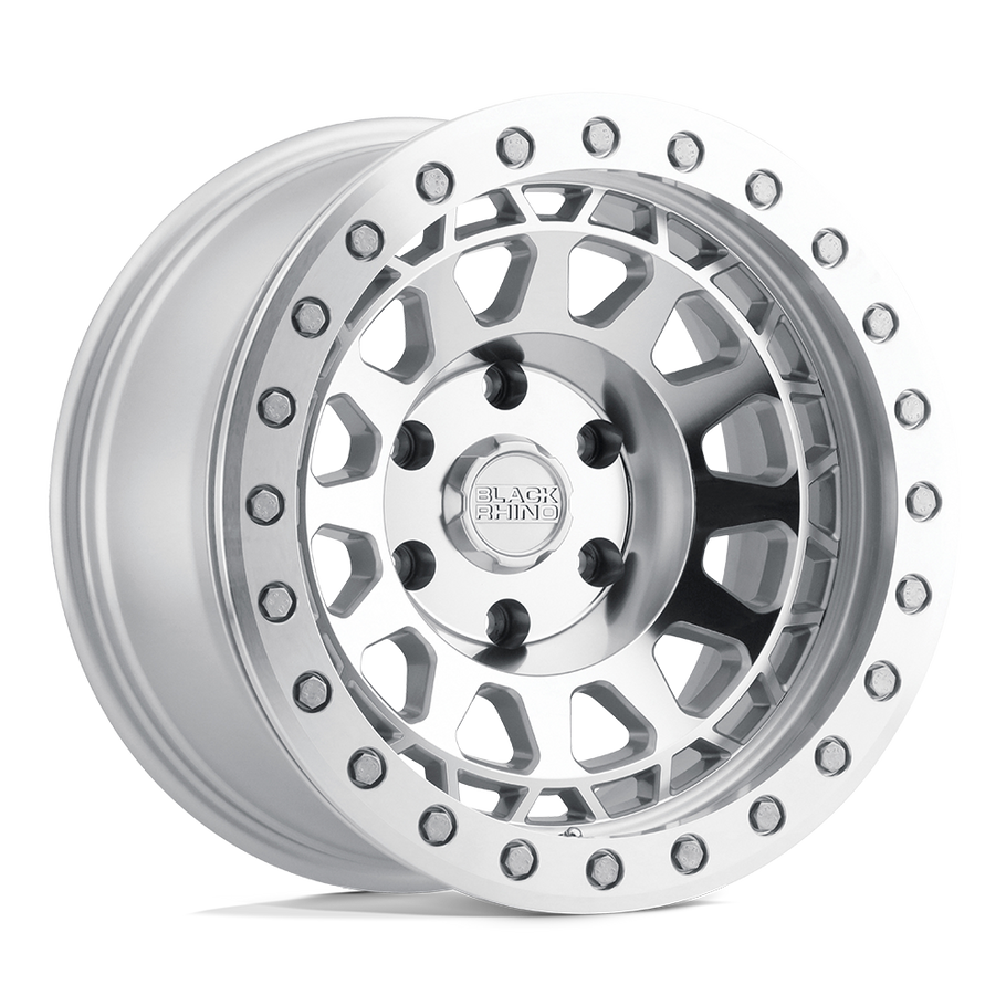 Black Rhino PRIMM BEADLOCK 17x8.5 ET-38 5x114.3 71.50mm SILVER W/ MIRROR FACE & MACHINED RING (Load Rated 1651kg)