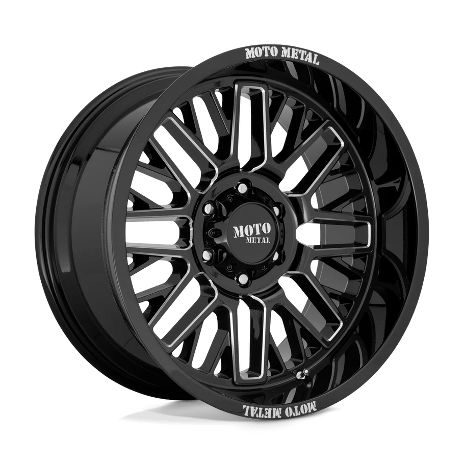 Moto Metal MO802 20x10 ET-18 5x150 110.10mm GLOSS BLACK MILLED (Load Rated 1134kg)