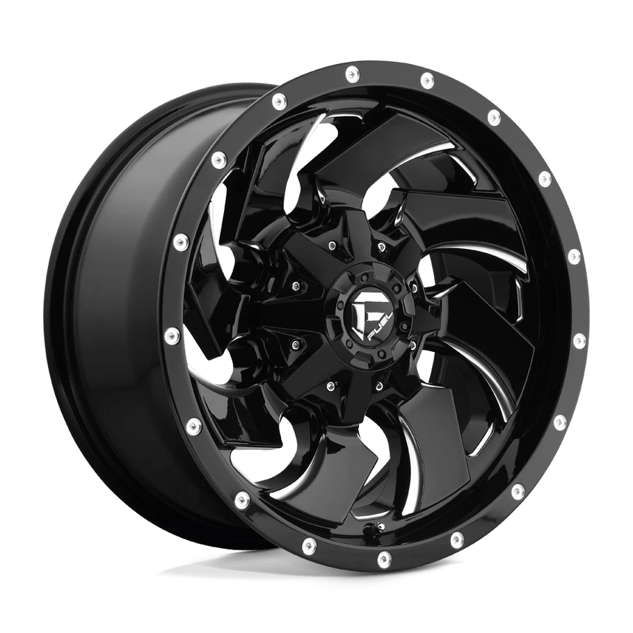 Fuel D574 CLEAVER 20x9 ET01 8x165 125.10mm GLOSS BLACK MILLED (Load Rated 1587kg)