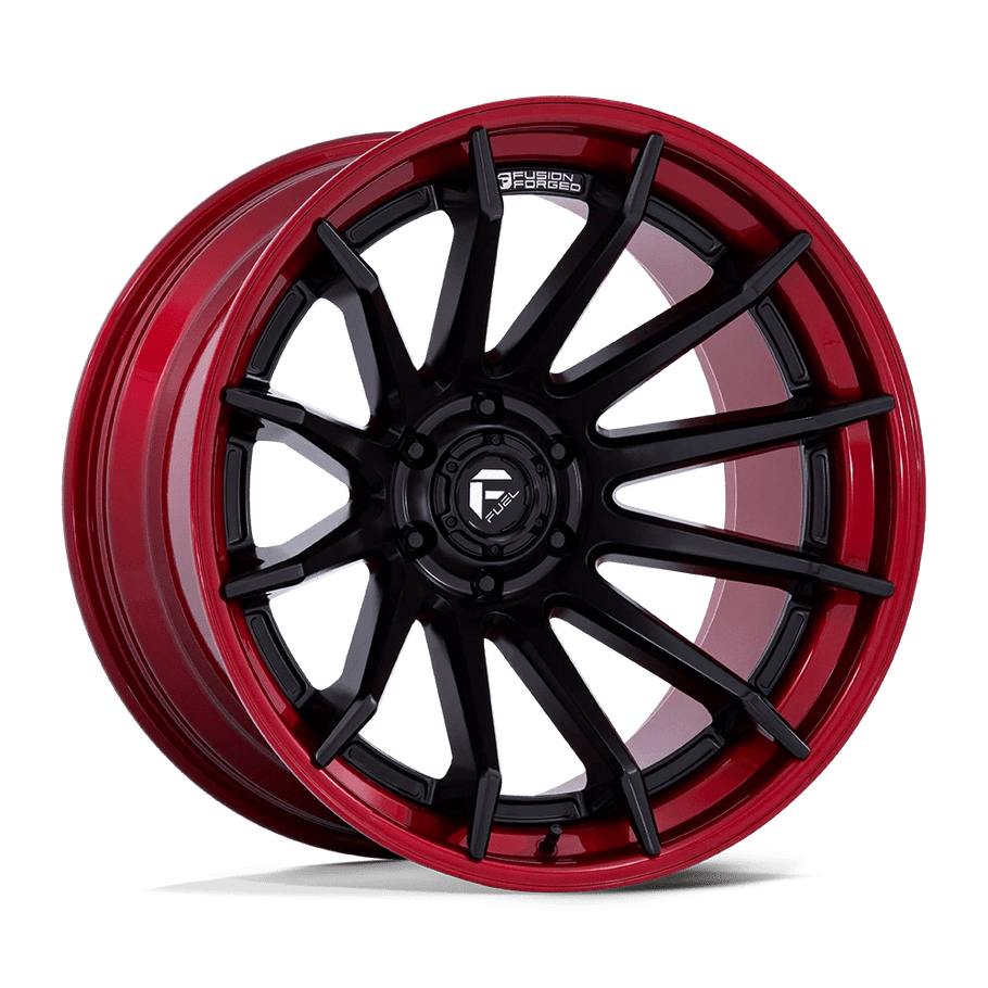 Fuel FC403 BURN 24x12 ET-44 6x135 87.10mm MATTE BLACK W/ CANDY RED LIP (Load Rated 1134kg)