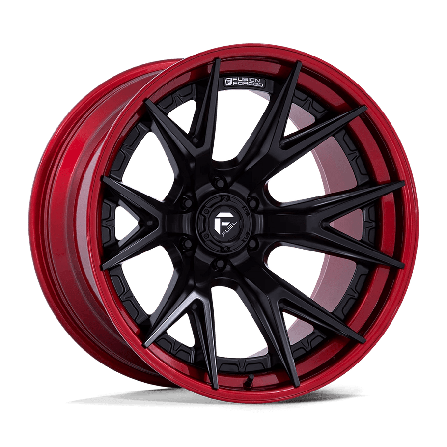 Fuel FC402 CATALYST 22x12 ET-44 6x139.7 106.10mm MATTE BLACK W/ CANDY RED LIP (Load Rated 1134kg)