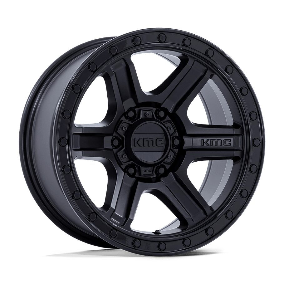 KMC KM551 OUTRUN 17x8.5 ET-10 6x139.7 106.10mm MATTE BLACK W/ GLOSS BLACK LIP (Load Rated 1134kg)