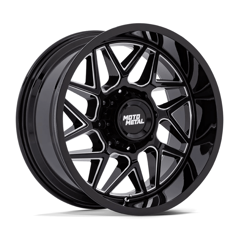 Moto Metal MO812 TURBINE 20x10 ET-18 5x127 71.50mm GLOSS BLACK MILLED (Load Rated 1202kg)