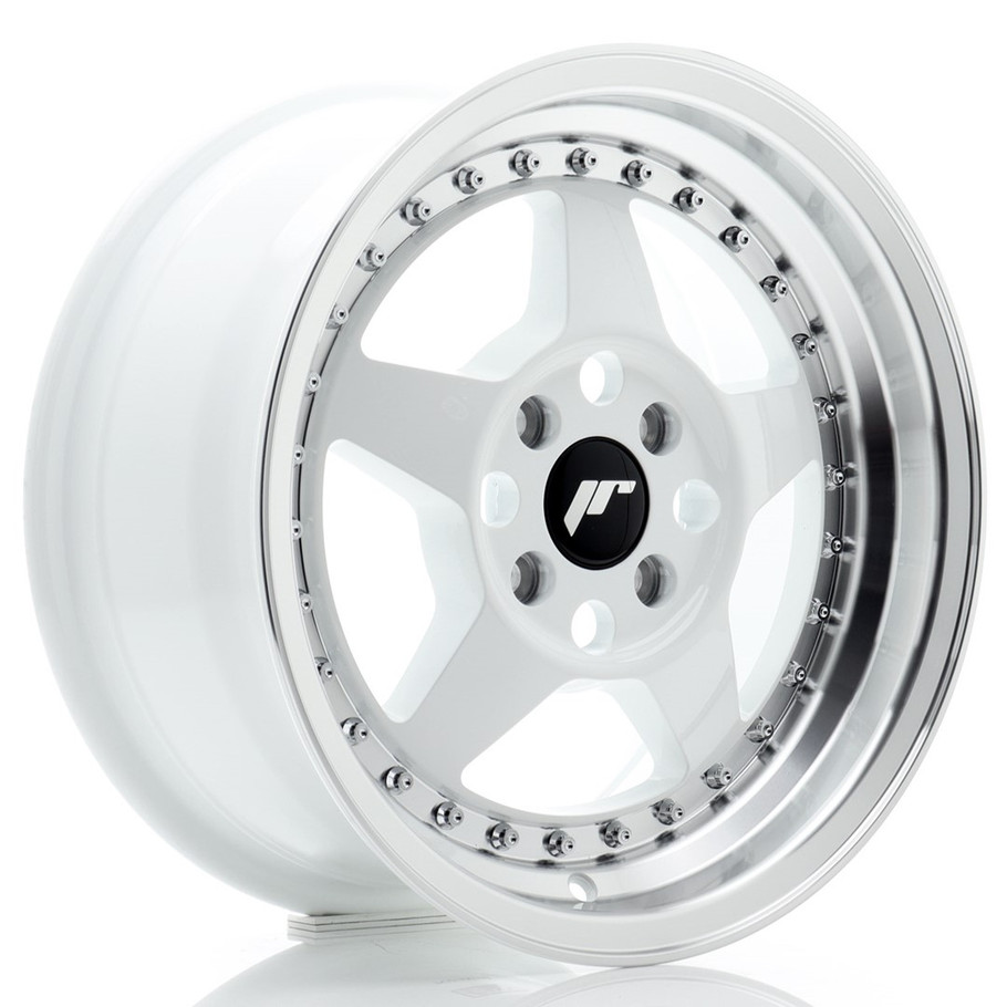 JR Wheels JR6 15x7 ET35 4x100 67.1mm White w/Machined Lip