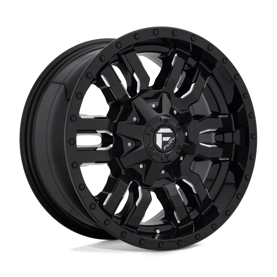 Fuel D595 SLEDGE 18x9 ET20 8x165.1 125.10mm GLOSS BLACK MILLED (Load Rated 1678kg)