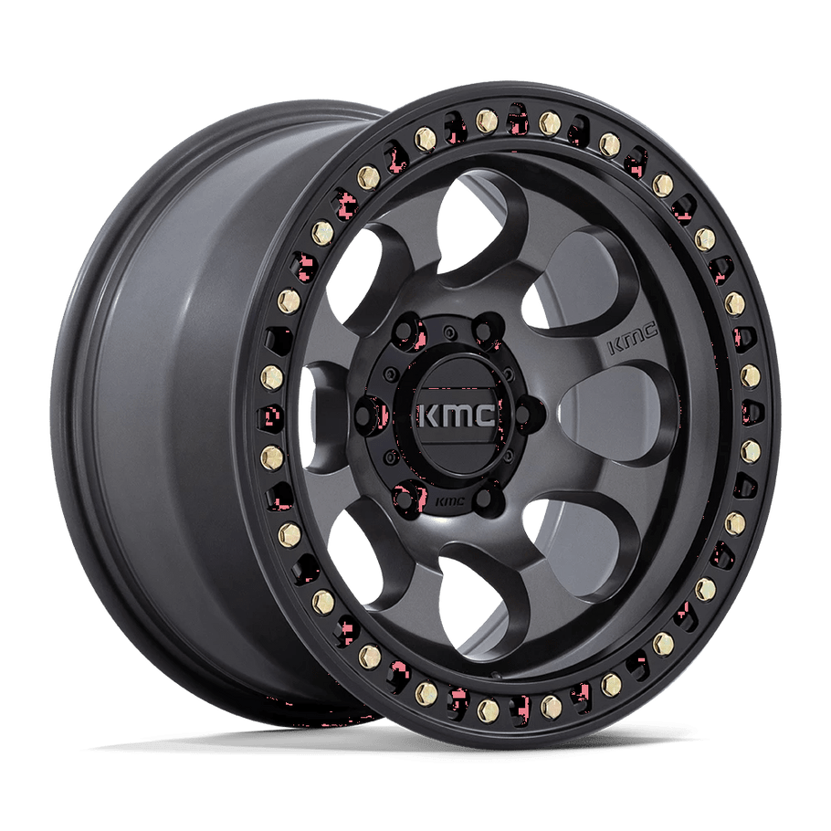 KMC KM550 RIOT SBL 18x9 ET18 6x139.7 106.10mm ANTHRACITE W/ SATIN BLACK LIP (Load Rated 1134kg)