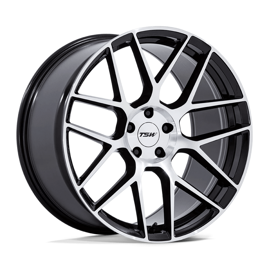 TSW TW002 LASARTHE 17x8 ET35 5x112 66.56mm GLOSS BLACK MACHINED (Load Rated 624kg)
