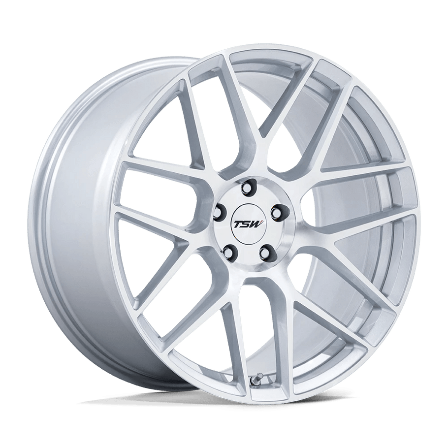 TSW TW002 LASARTHE 18x9 ET45 5x112 66.56mm GLOSS SILVER MACHINED (Load Rated 624kg)