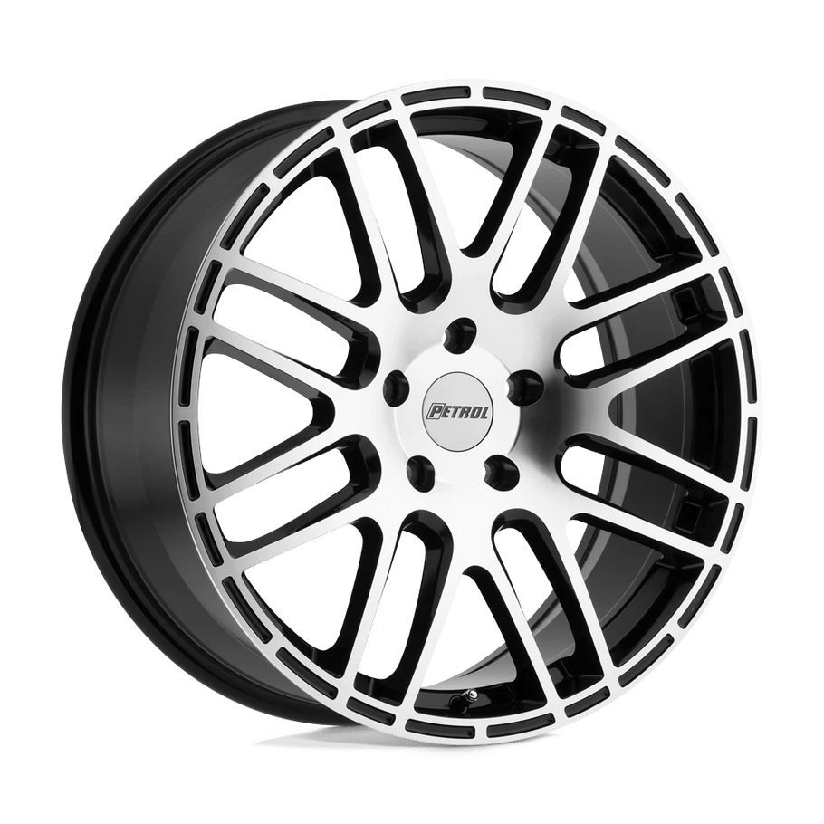 Petrol P6A 17x7.5 ET35 5x100 72.10mm GLOSS BLACK W/ MACHINED CUT FACE (Load Rated 771kg)
