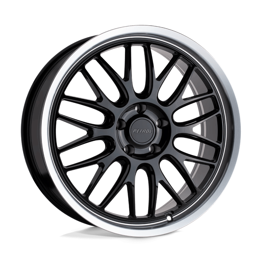 Petrol P4C 19x8 ET35 5x120 76.10mm GLOSS BLACK W/ MACHINED CUT LIP (Load Rated 771kg)