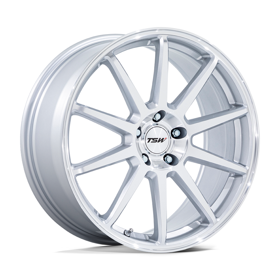 TSW TW004 CANARD 19x8.5 ET35 5x114.3 72.56mm GLOSS SILVER W/ MACHINED FACE (Load Rated 624kg)