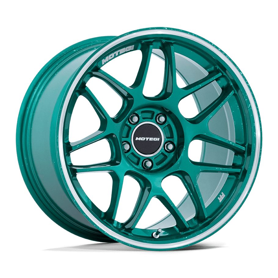 Motegi Racing MR158 TSUBAKI 18x8.5 ET42 5x112 66.56mm HOKKAIDO GREEN W/ MACHINED LIP (Load Rated 707kg)