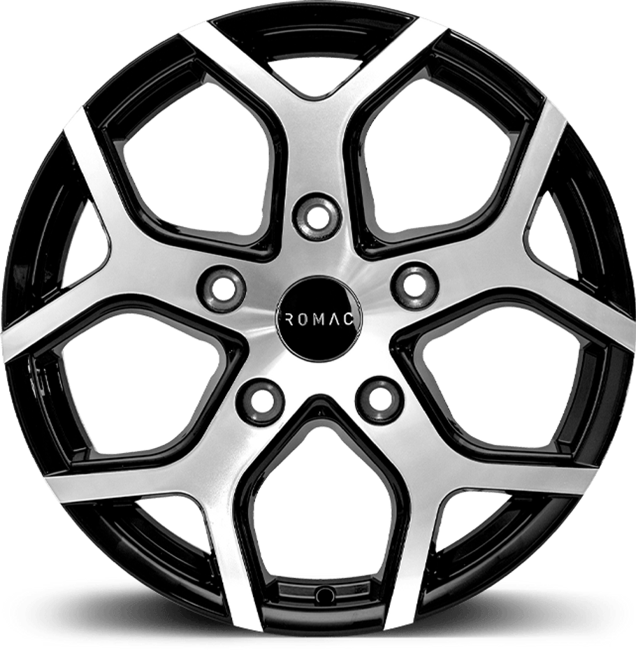 Romac COBRA ET50 16x6.5 5x114.3 66.1mm BLACK/POLISH (Rated 950kg) RMCOB F6646BMF www.srbpower.com