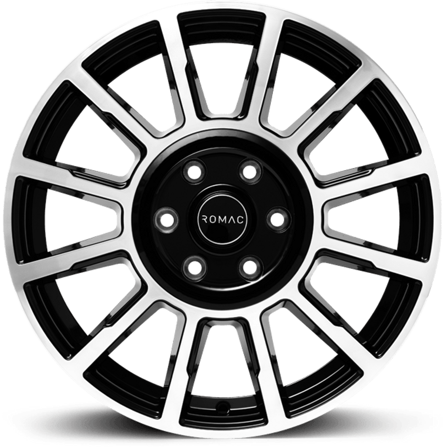 Romac STEALTH ET50 16x6.5 5x130 89.1mm BLACK/POLISH (Rated 1250kg) RMSTE F6674BMF www.srbpower.com