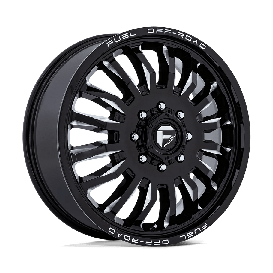 Fuel D868 ARC DUALLY 22.5x8.25 ET-201 8x165.1 117.00mm GLOSS BLACK MILLED (Load Rated 1361kg)
