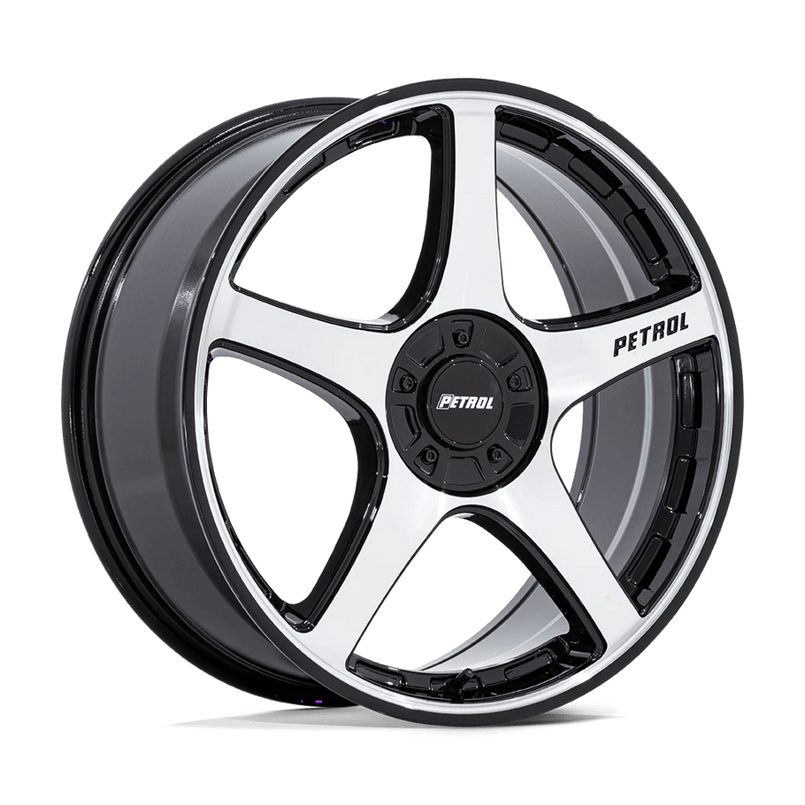 Petrol PE003 P2E 18x8 ET35 5x112/120 74.10mm GLOSS BLACK W/ MACHINED FACE (Load Rated 862kg)