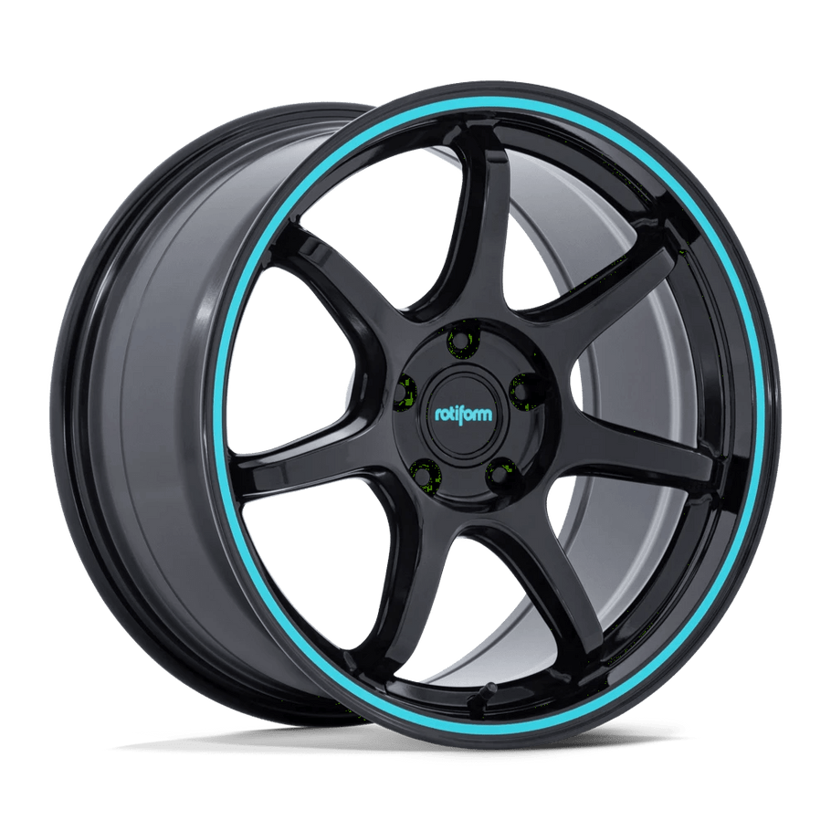 Rotiform RC208 BPU 18x9.5 ET38 5x120 74.10mm GLOSS BLACK W/ TEAL STRIPE (Load Rated 612kg)