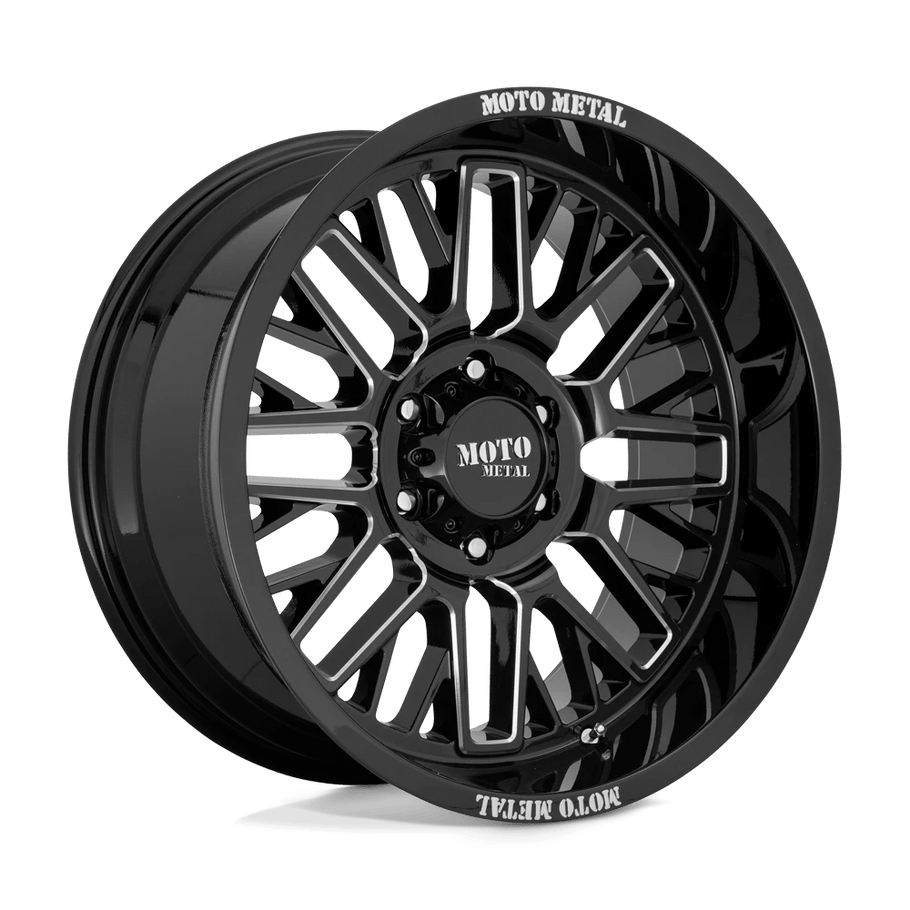 Moto Metal MO802 WARLOCK 20x9 ET18 5x127 71.50mm GLOSS BLACK MILLED (Load Rated 1134kg)