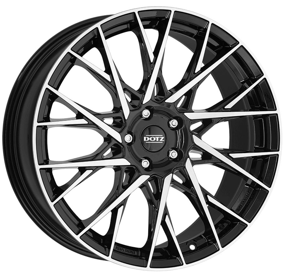 Dotz Fuji dark 20x8 ET40 5x108 Black / Polished (Load Rated 780kg) (OFU0KHBP40)