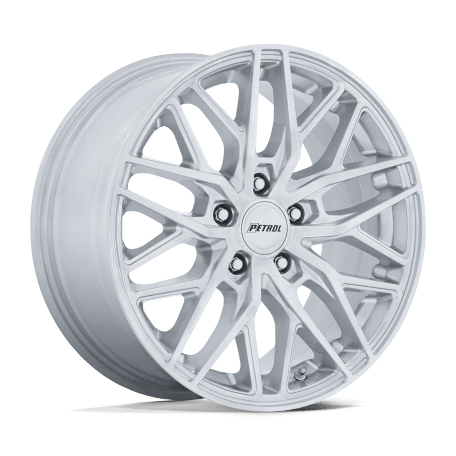 Petrol PE004 P3E 18x8 ET40 5x115 72.56mm MACHINED BRUSHED GLOSS SILVER (Load Rated 943kg)
