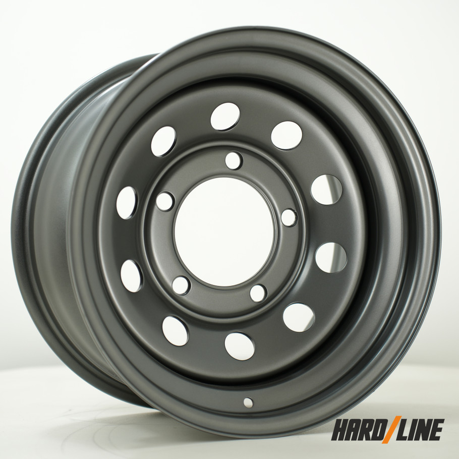 Hardline (Steel Wheels) SW Modular 16x8 ET0 5165.1 125mm Gunmetal (Load Rating 1200kg) (SW-MODX8016L1P00PCGM125)