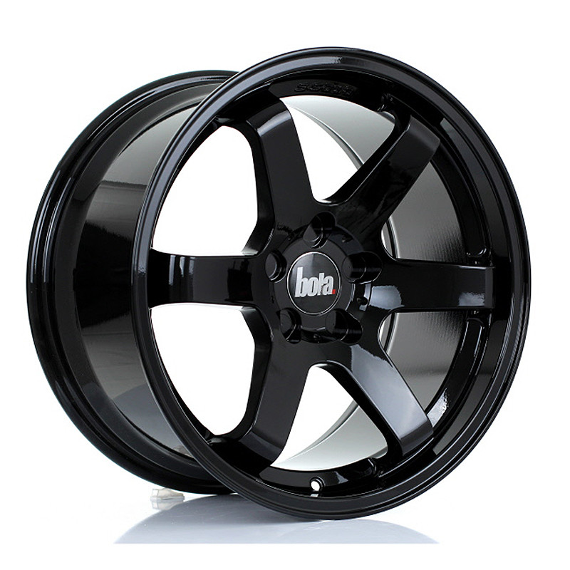 BOLA B1 18x9.5 CUSTOM PCD ET42 to 45 GLOSS BLACK (Load Rated 700kg) www.srbpower.com