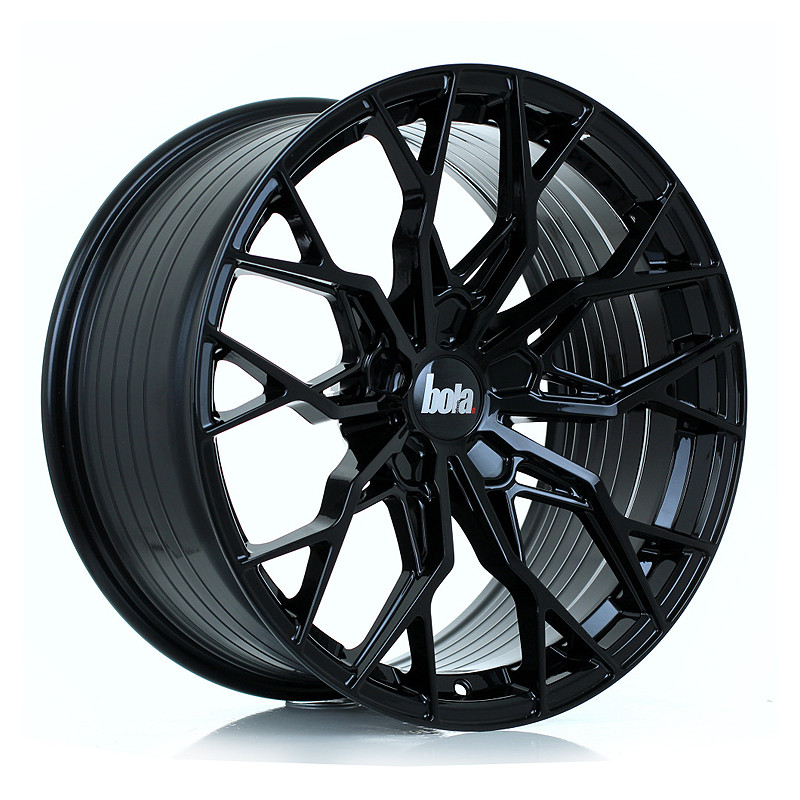 BOLA FLX 19x9.5 CUSTOM PCD ET15 to 50 GLOSS BLACK (Load Rated 815kg) www.srbpower.com