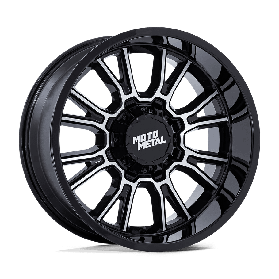 Moto Metal MO810 LEGACY 20x10 ET-18 8x165.1 125.10mm GLOSS BLACK MACHINED (Load Rated 1678kg)