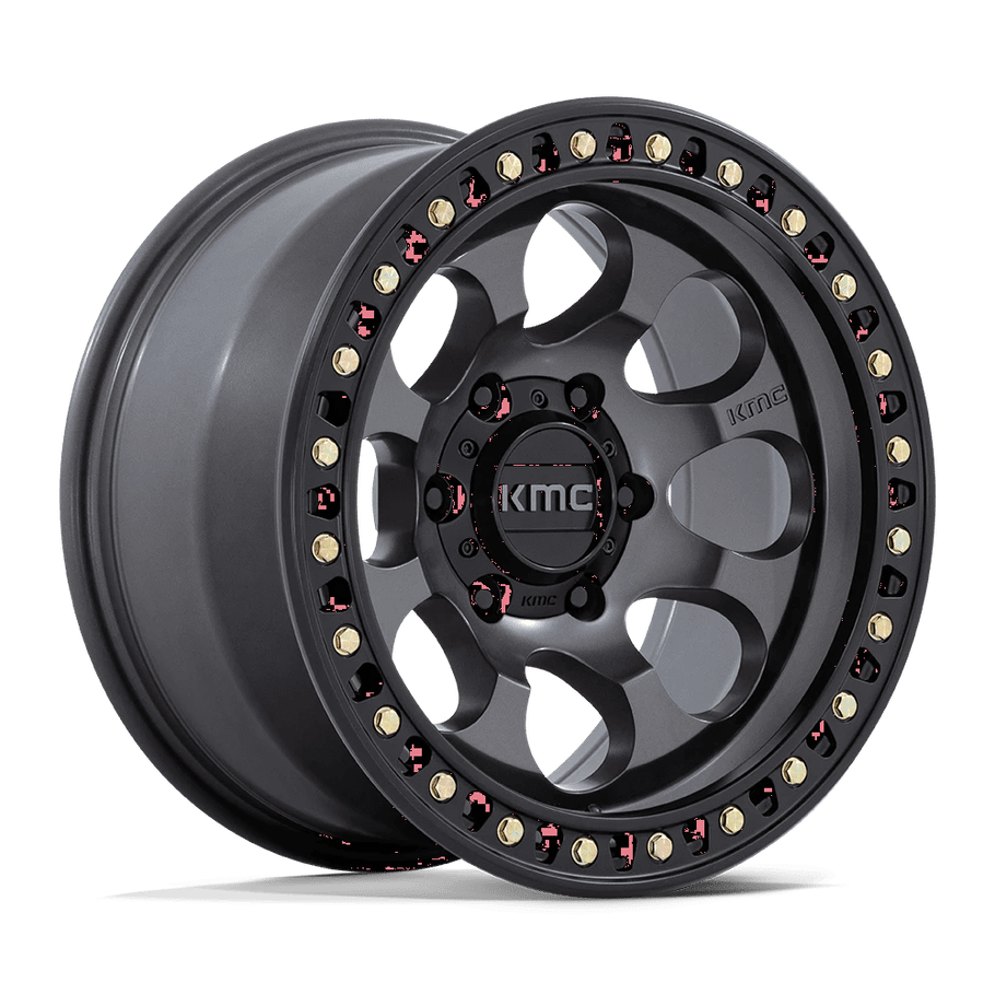 KMC KM550 RIOT SBL 17x9 ET-12 6x139.7 106.10mm ANTHRACITE W/ SATIN BLACK LIP (Load Rated 1134kg)