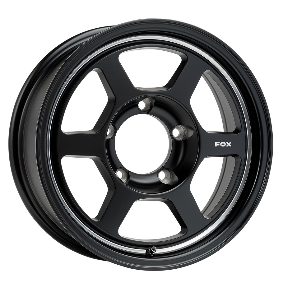 FOX JIM 16x6.5 ET0 5x139.7 SATIN BLACK W/ CNC RIM (Load 690kg) FXJIMF6037SB