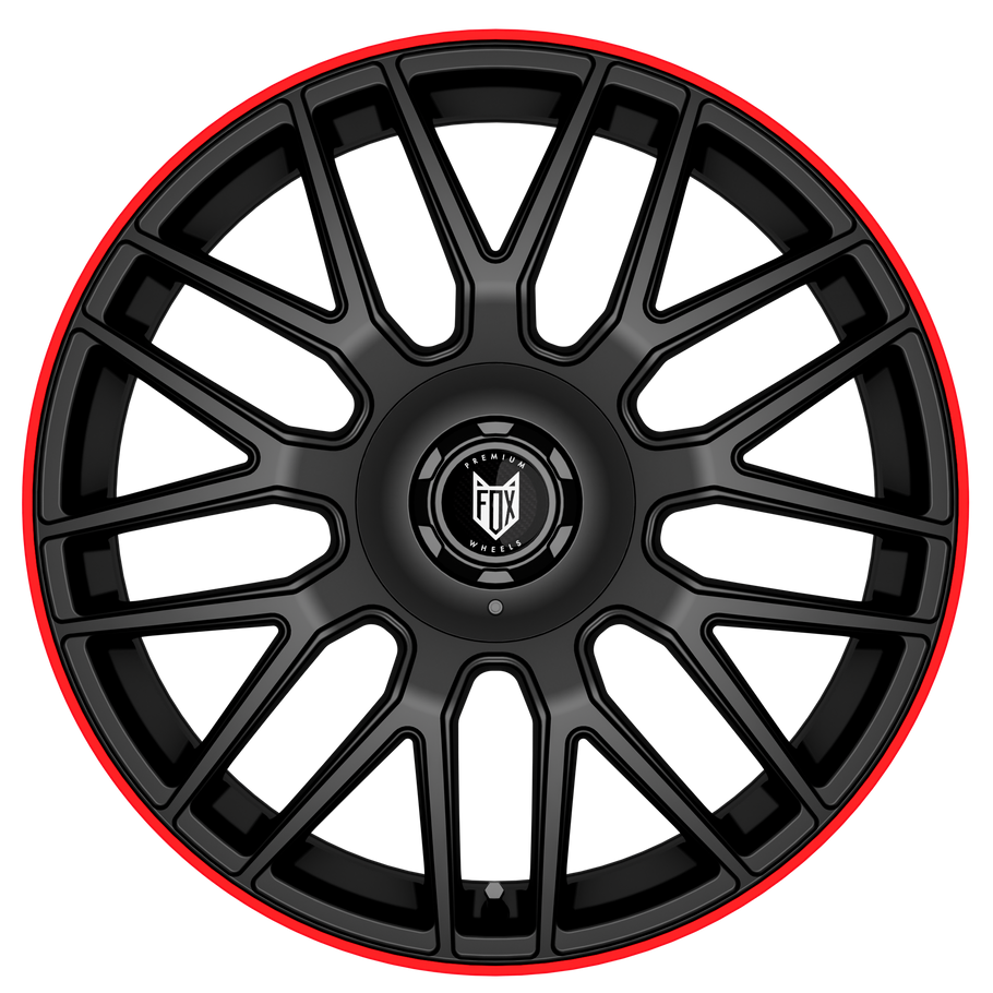 FOX VR3 17x7.5 ET42 5x108;Wheel PCD=5x112 SATIN BLACK RED LIP (Load 690kg) FXVR3H747790SBRL