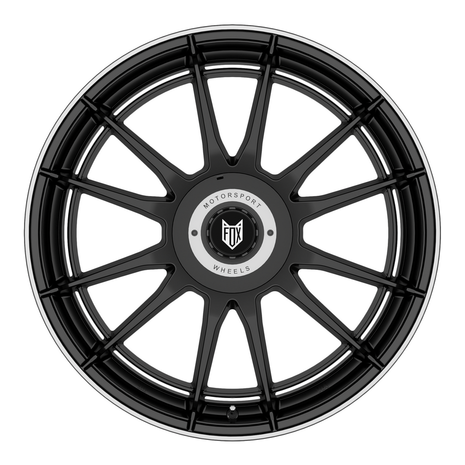 FOX VR4 17x7 ET38 5x108;Wheel PCD=5x114.3 SATIN BLACK POLISH LIP (Load 690kg) FXVR4G737746SBL