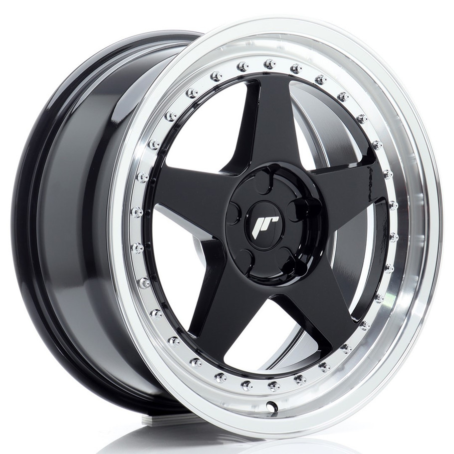JR Wheels JR6 18x8 ET20-35 5H CUSTOM PCD 72.6mm Gloss Black w/ Machined Lip