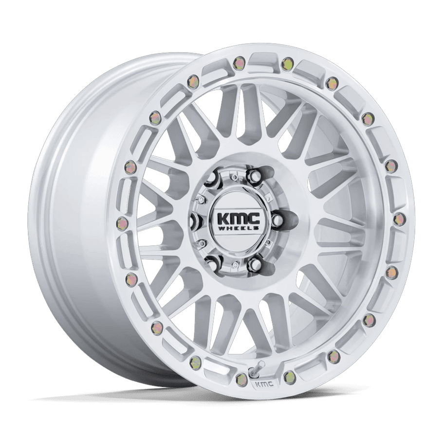 KMC KM555 ATTACK 17x8.5 ET0 5x127 71.50mm GLOSS SILVER W/ MACHINED FACE (Load Rated 1202kg)